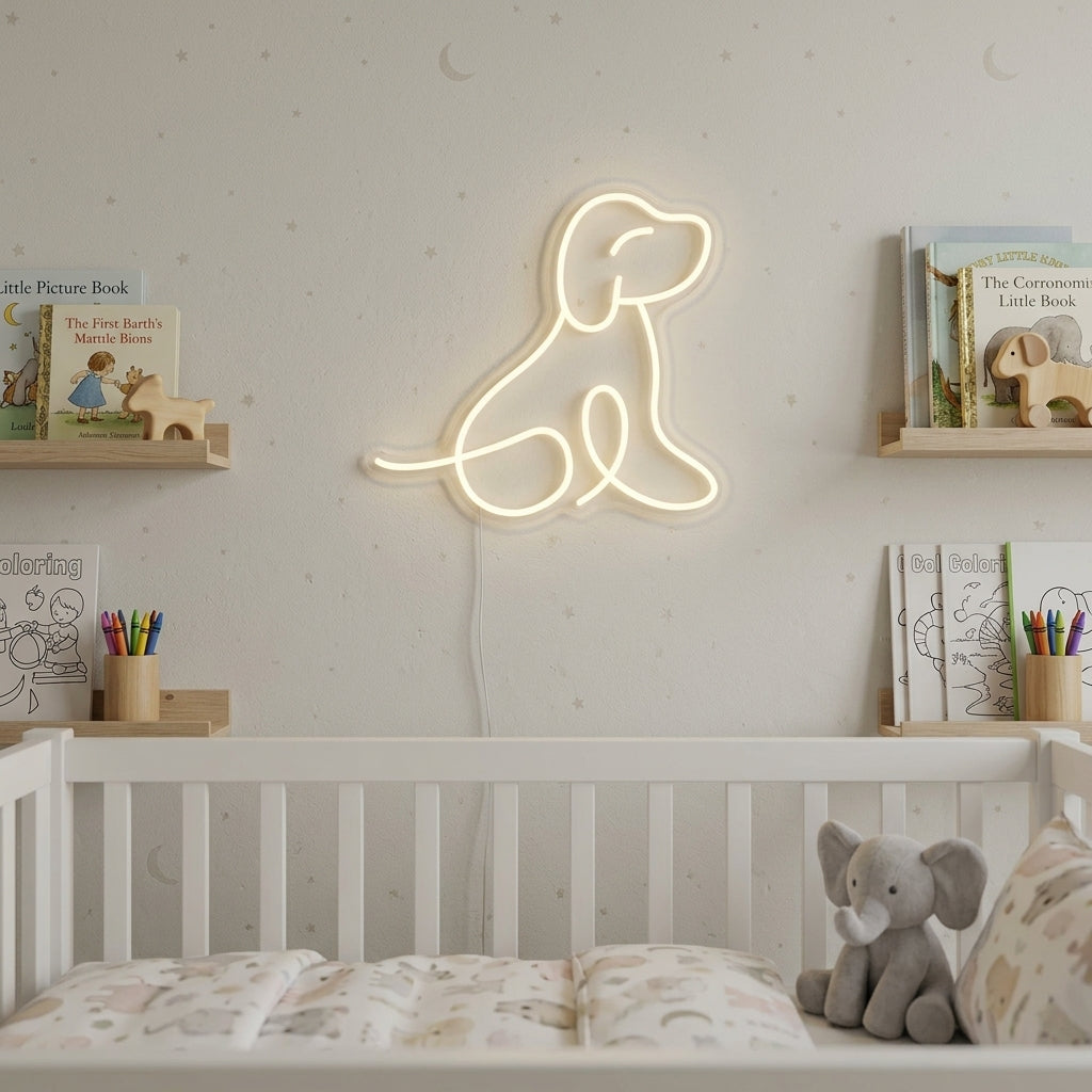 "Cucciolo Di Cane, Decorazione Per La Camera Dei Bambini" Insegna al neon