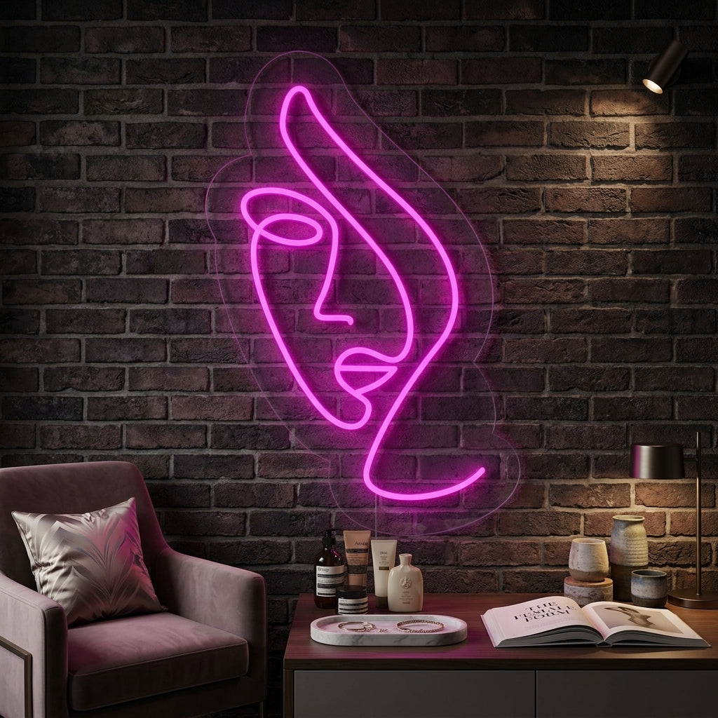 "Viso Astratto Di Donna" Insegna al neon