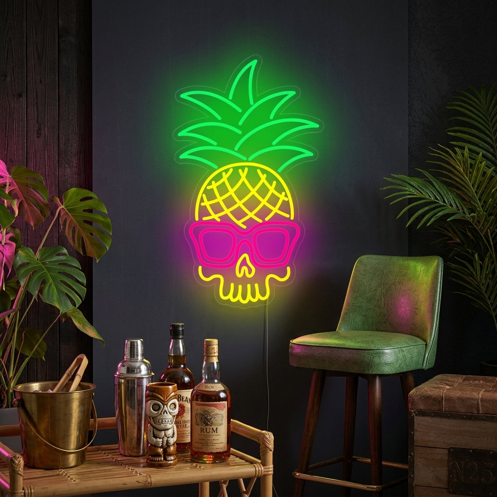 "Teschio Ananas" Insegna al neon