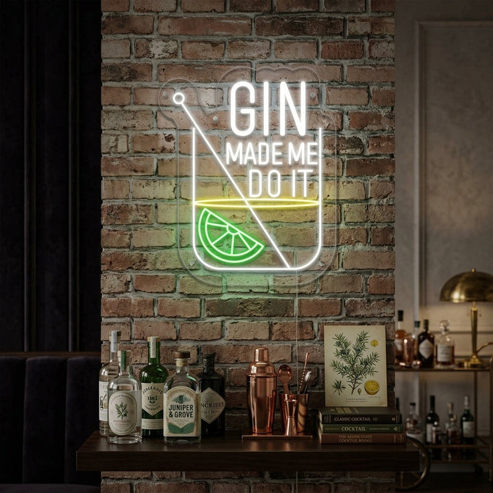 "Gin Made Me Do it Bar" Insegna al neon