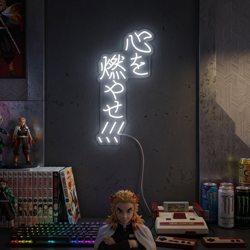 "Burn Your Heart Anime" Insegna al neon