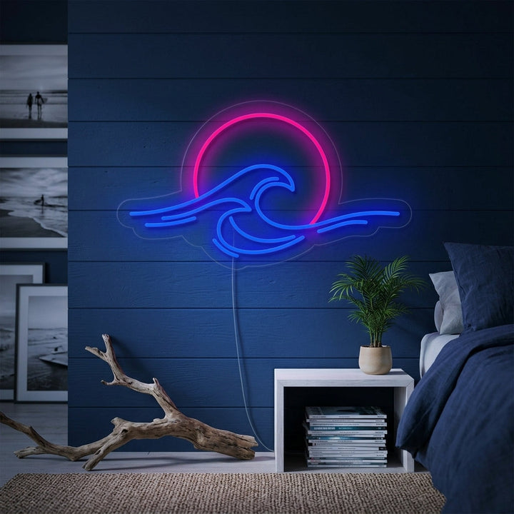 "Mare Tramonto Alba Onda" Insegna al neon