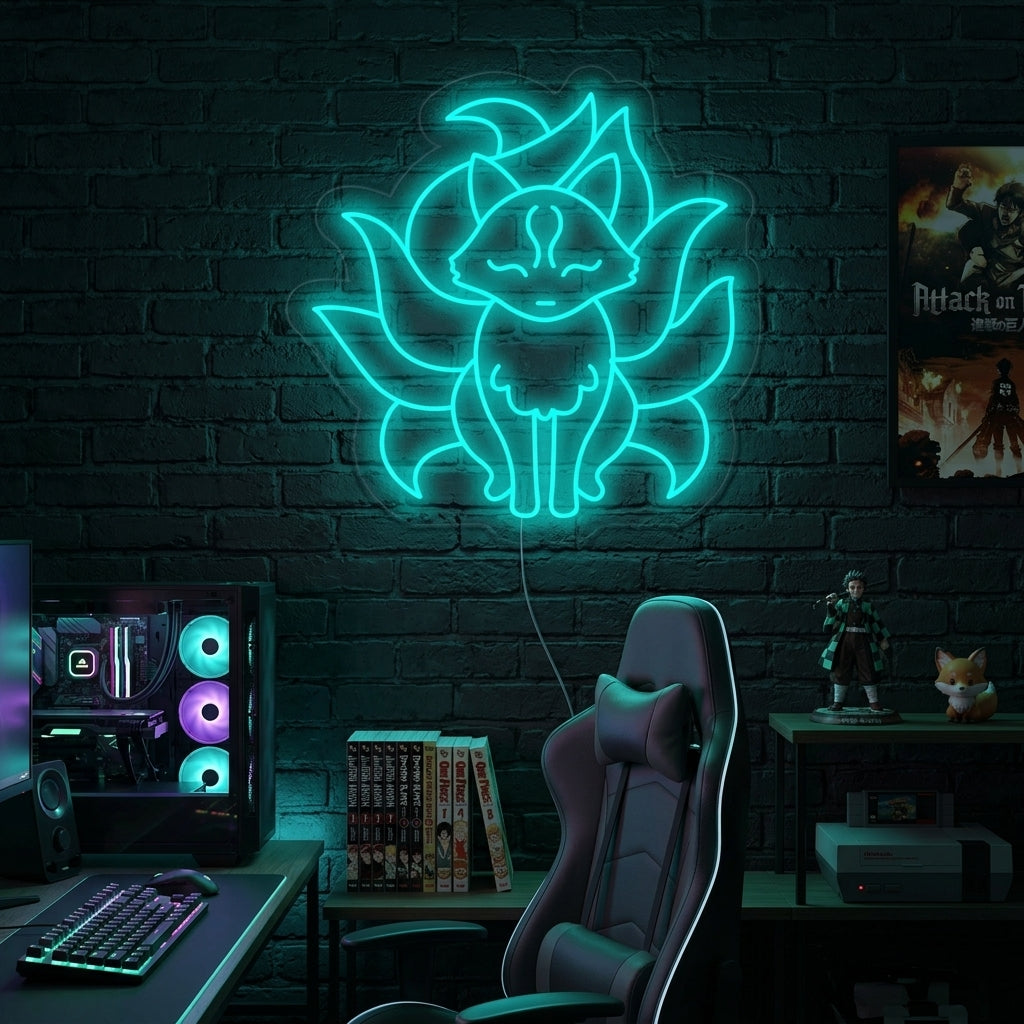 "Anime Volpe A Nove Code" Insegna al neon