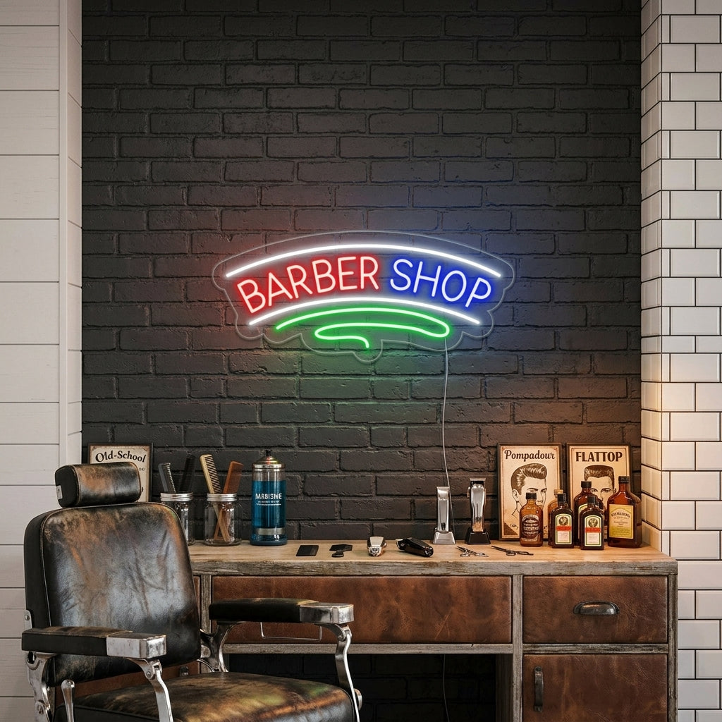 "Taglio Di Capelli, Barber Shop" Insegna al neon