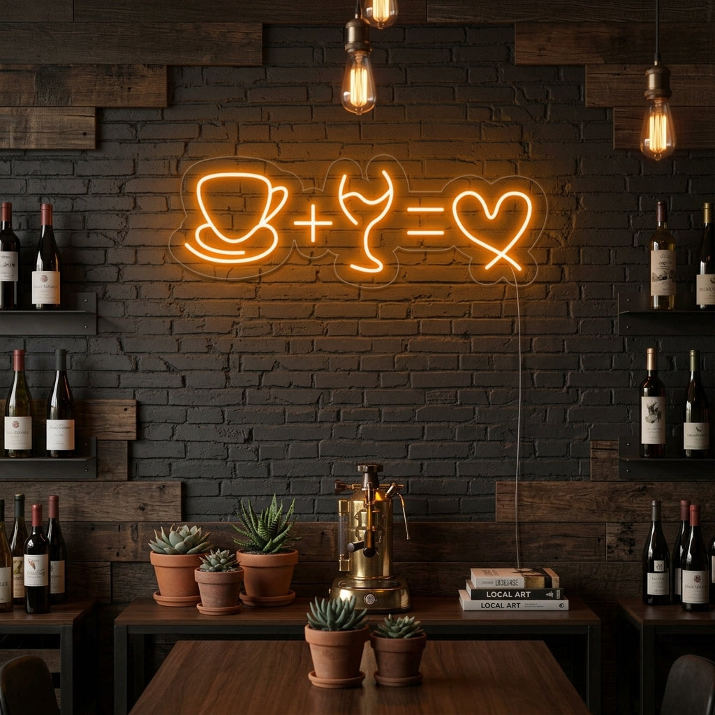 "Caffè Vino Amore" Insegna al neon
