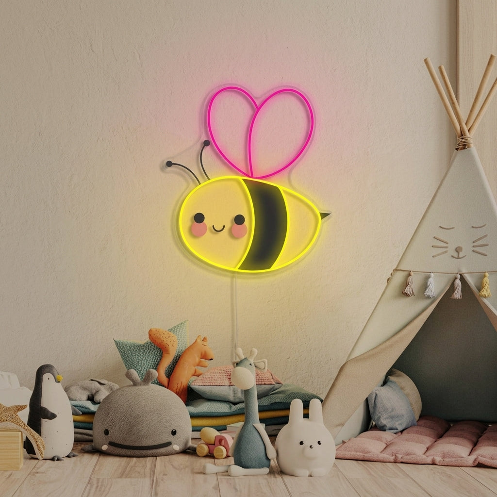 "Simpatica Ape Volante, Decorazione Camera Dei Bambini" Insegna al neon