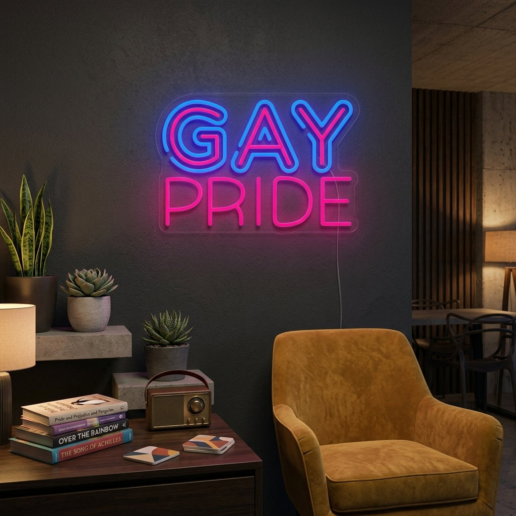 "Bandiera Arcobaleno Lgbt Pride Unica, Gay Pride" Insegna al neon