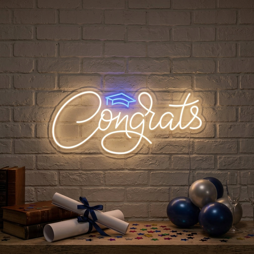 "Congrats Congratulazioni Per La Laurea" Insegna al neon