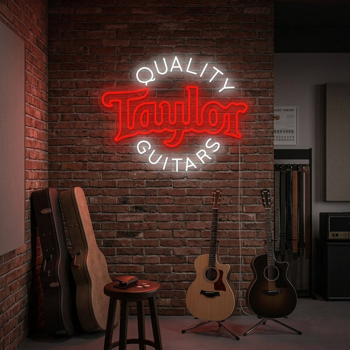 "Quality Taylor Guitars" Insegna al neon
