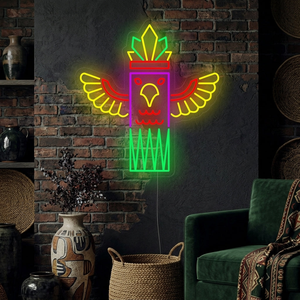 "Totem Con Uccello" Insegna al neon