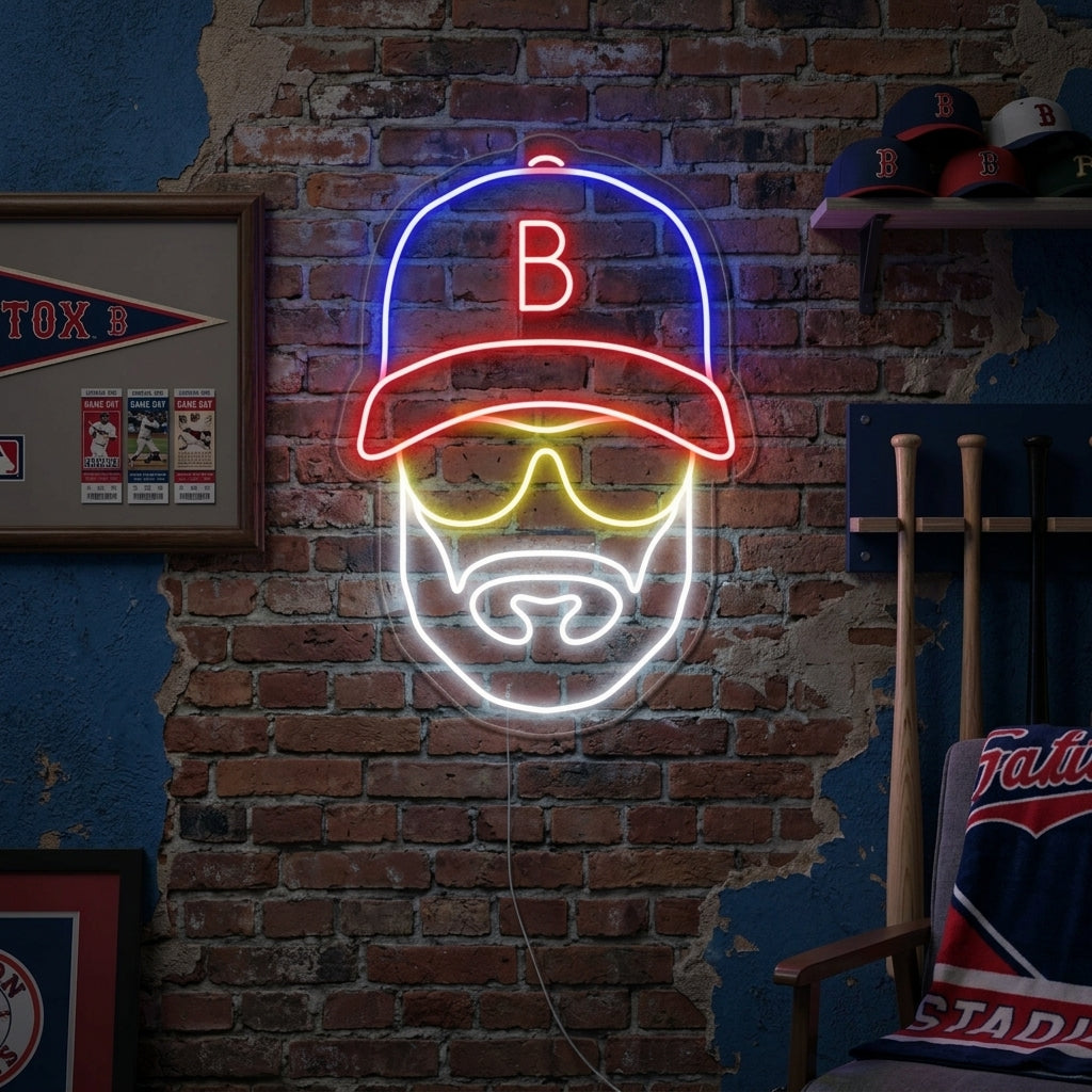 "Uomo Baseball Con Cappello" Insegna al neon