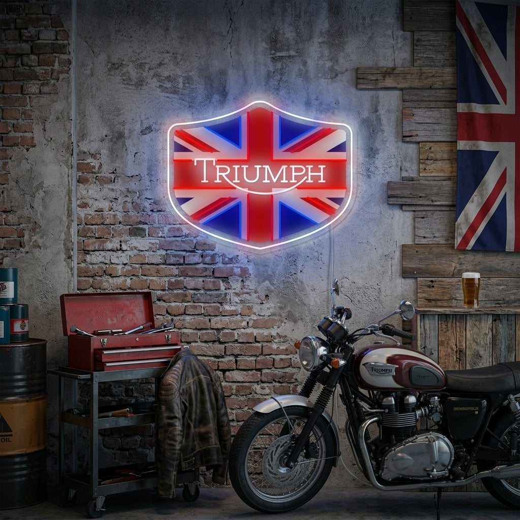 "Logo Moto sull'emblema della Union Jack" Insegna al neon