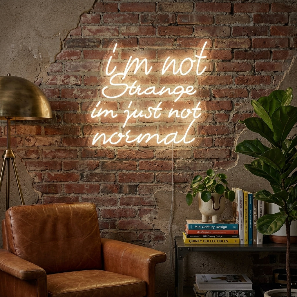 "I Am Not Strange I Am Just Not Normal" Insegna al neon