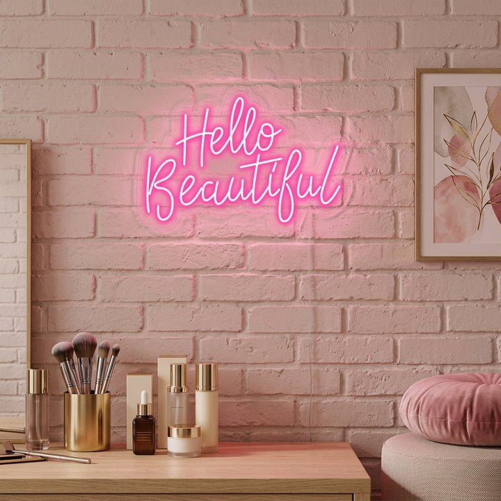 "Hello Beautiful" Insegna al neon