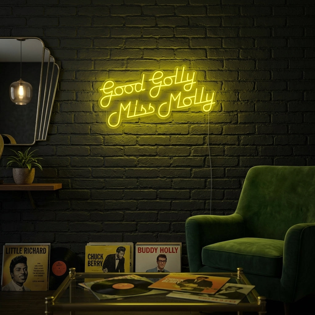 "Musica Rock Good Golly Miss Molly" Insegna al neon
