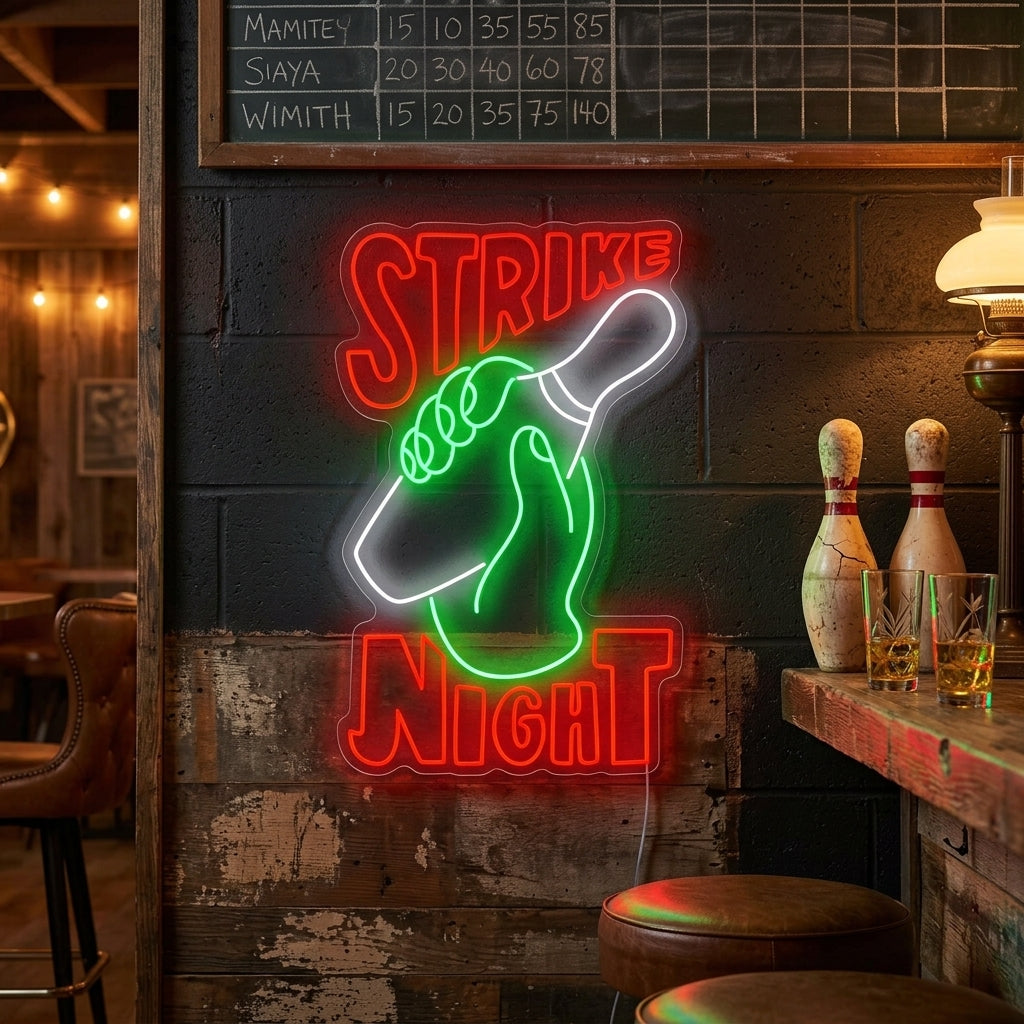 "Strike Night Bowling " Insegna al neon