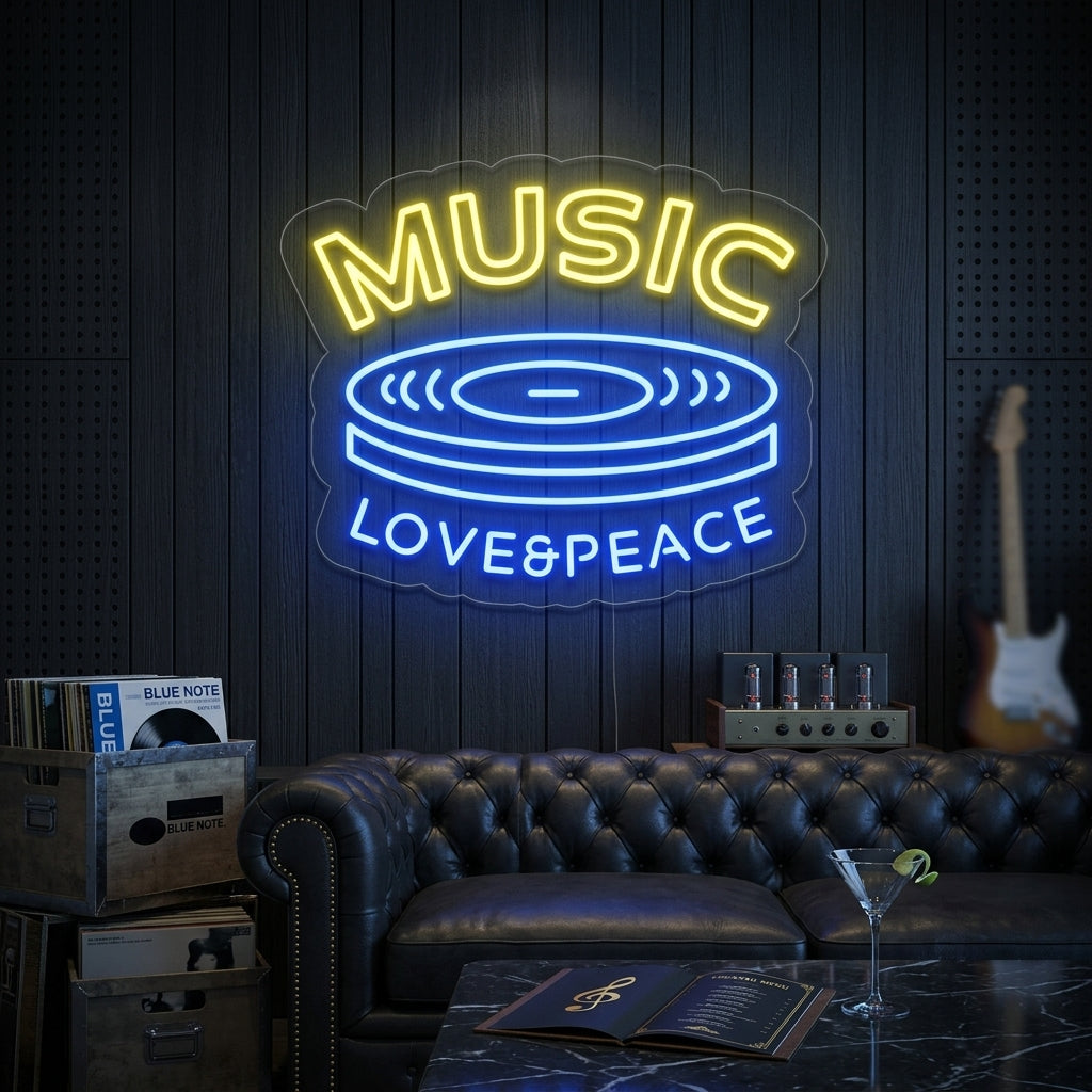 "Music Love Peace" Insegna al neon