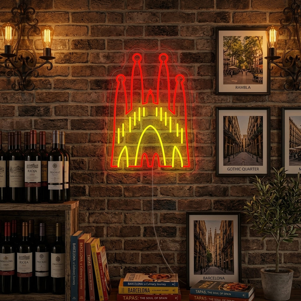 "Spagna Cattedrale Della Sacra Famiglia" Insegna al neon