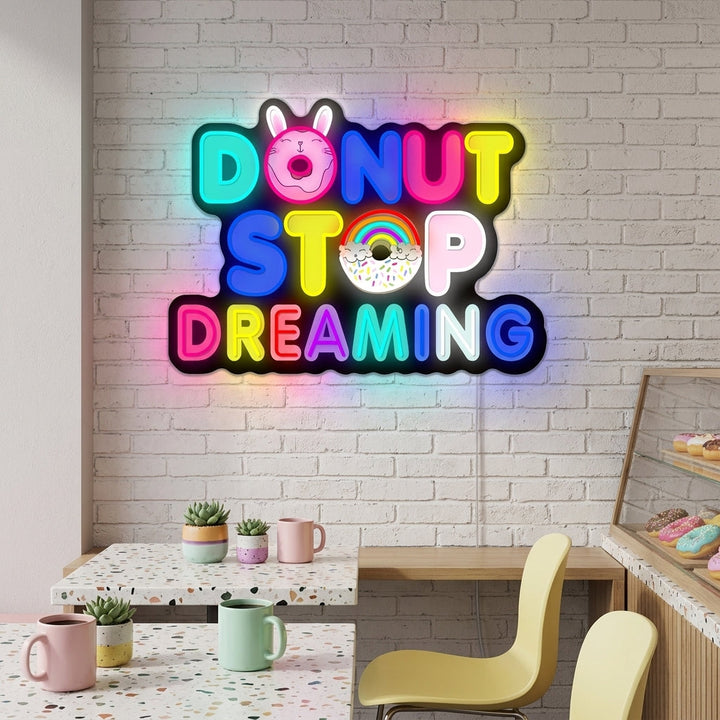 "Donut Do Not Stop Dreaming" Insegna al neon
