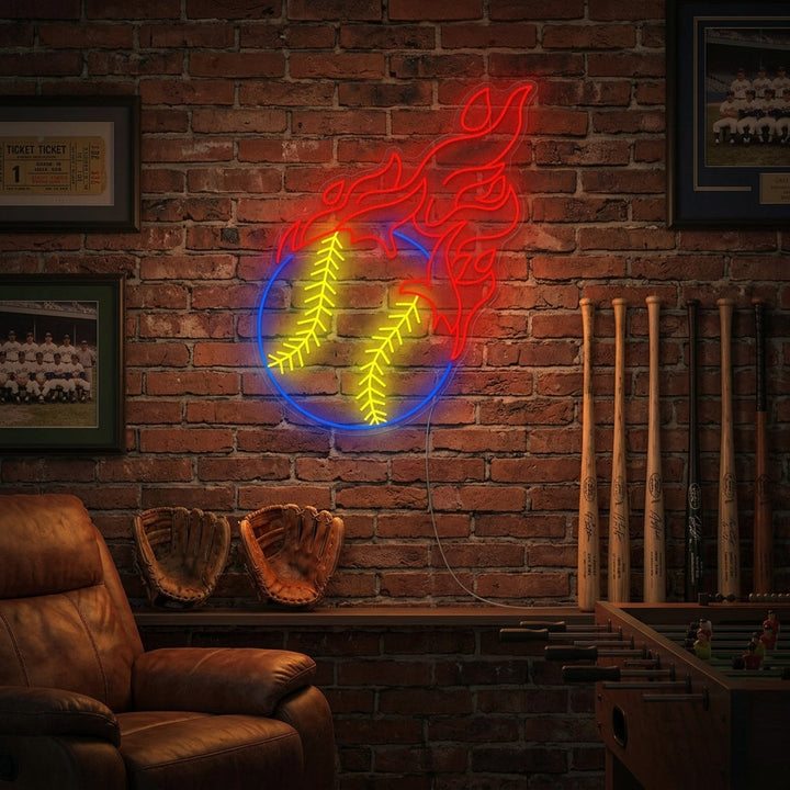 "Baseball a fuoco" Insegna al neon