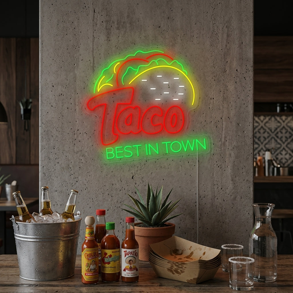 "Taco Best In Town" Insegna al neon