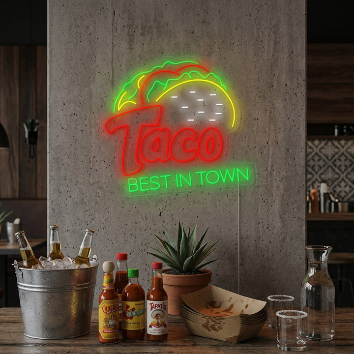 "Taco Best In Town" Insegna al neon