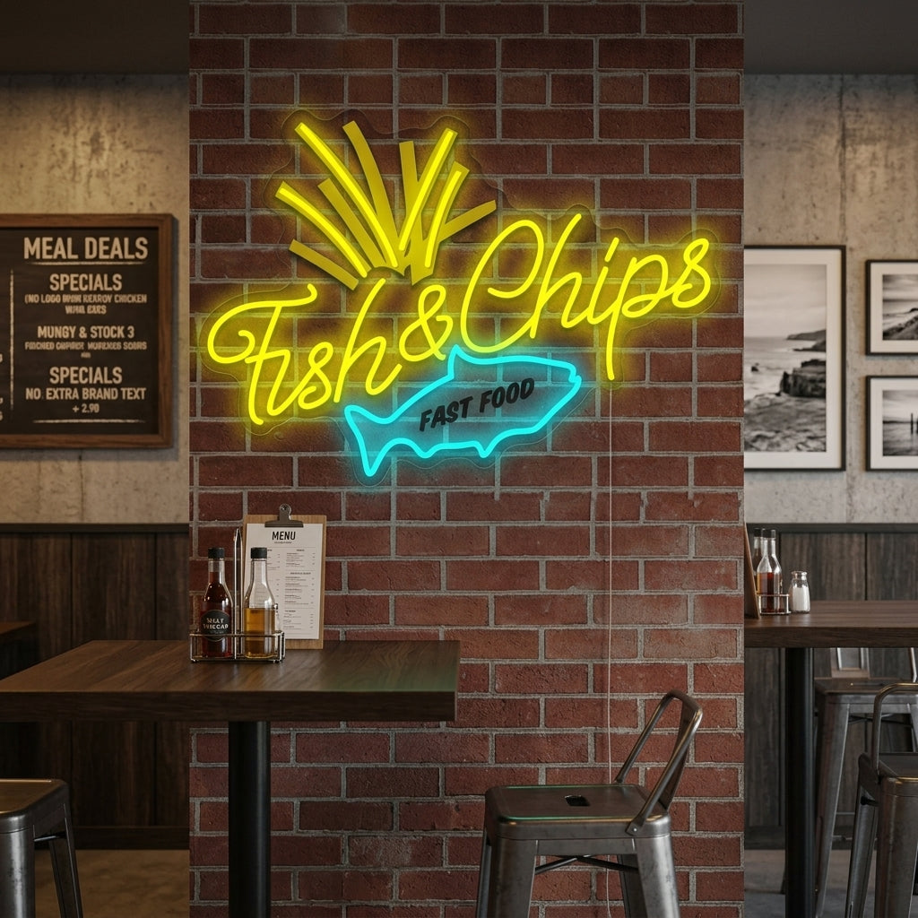 "Fish & Chips" Insegna al neon