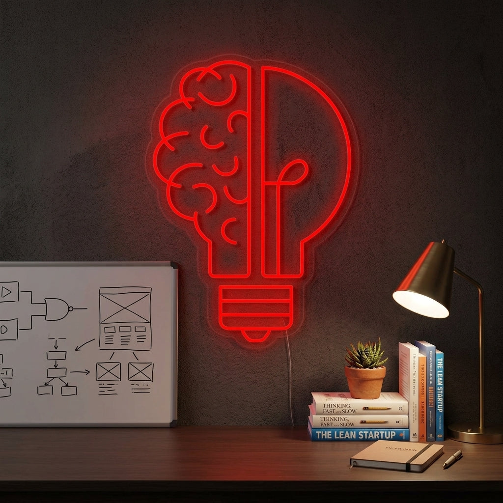 "Buona Idea Lampadina Cervello" Insegna al neon