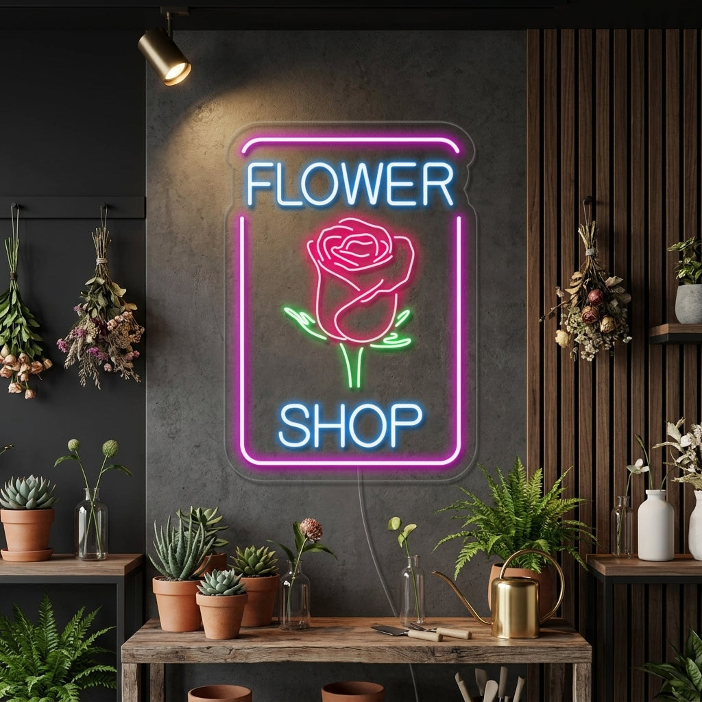 "rosa, Flower Shop" Insegna al neon
