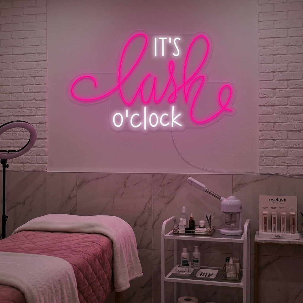 "Its Lashes Oclock" Insegna al neon