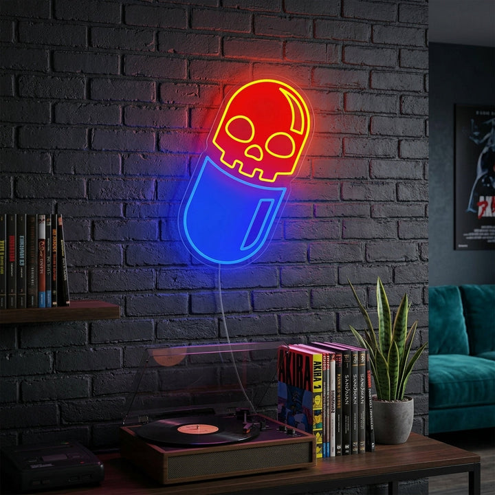 "Teschio Pillola Stampa UV" Insegna al neon
