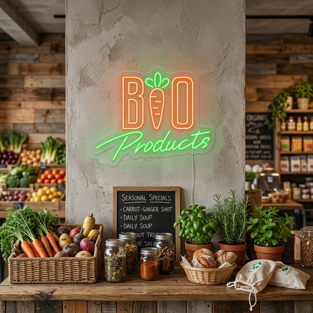 "Bio Products" Insegna al neon