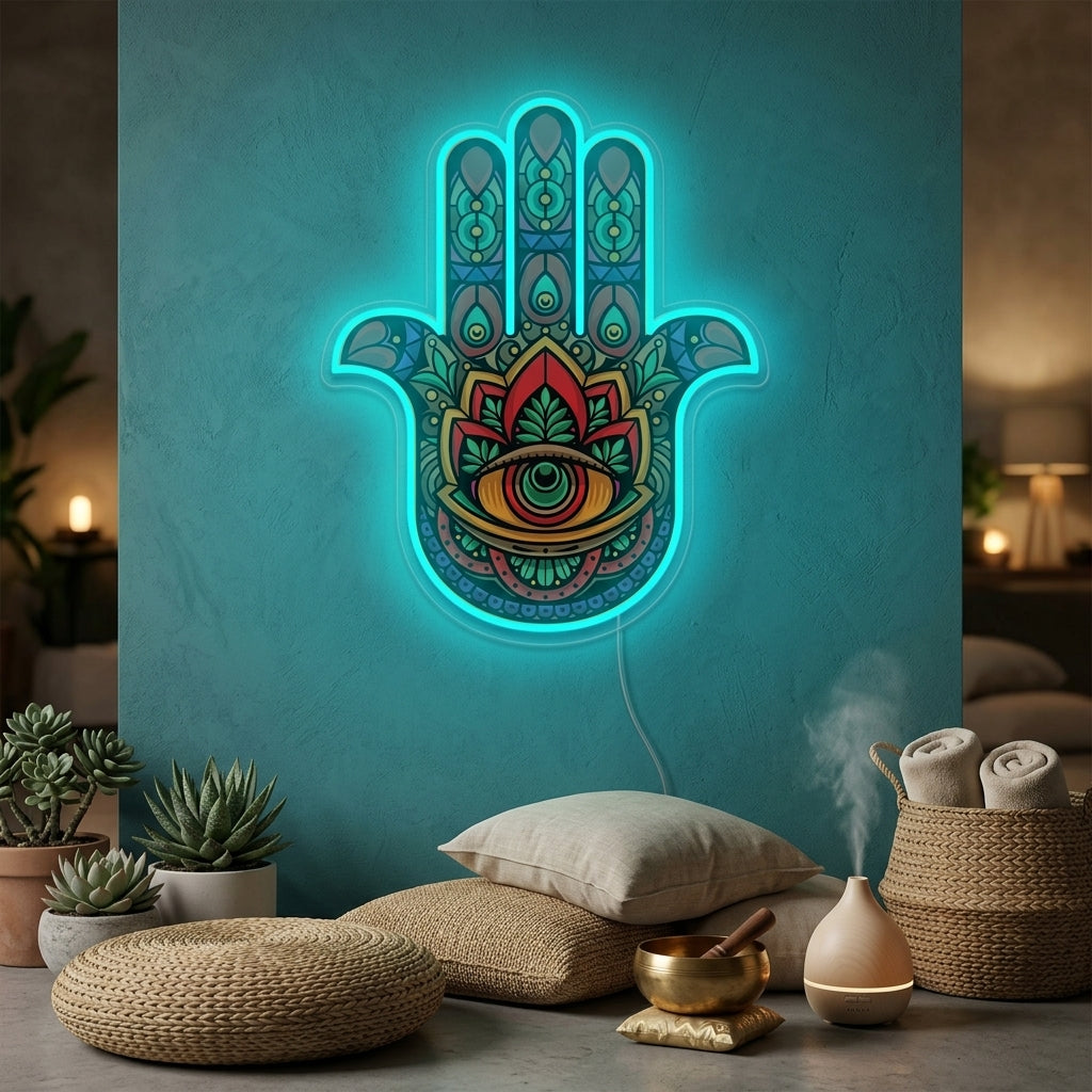 "Mano Di Fatima E Stampa UV" Insegna al neon