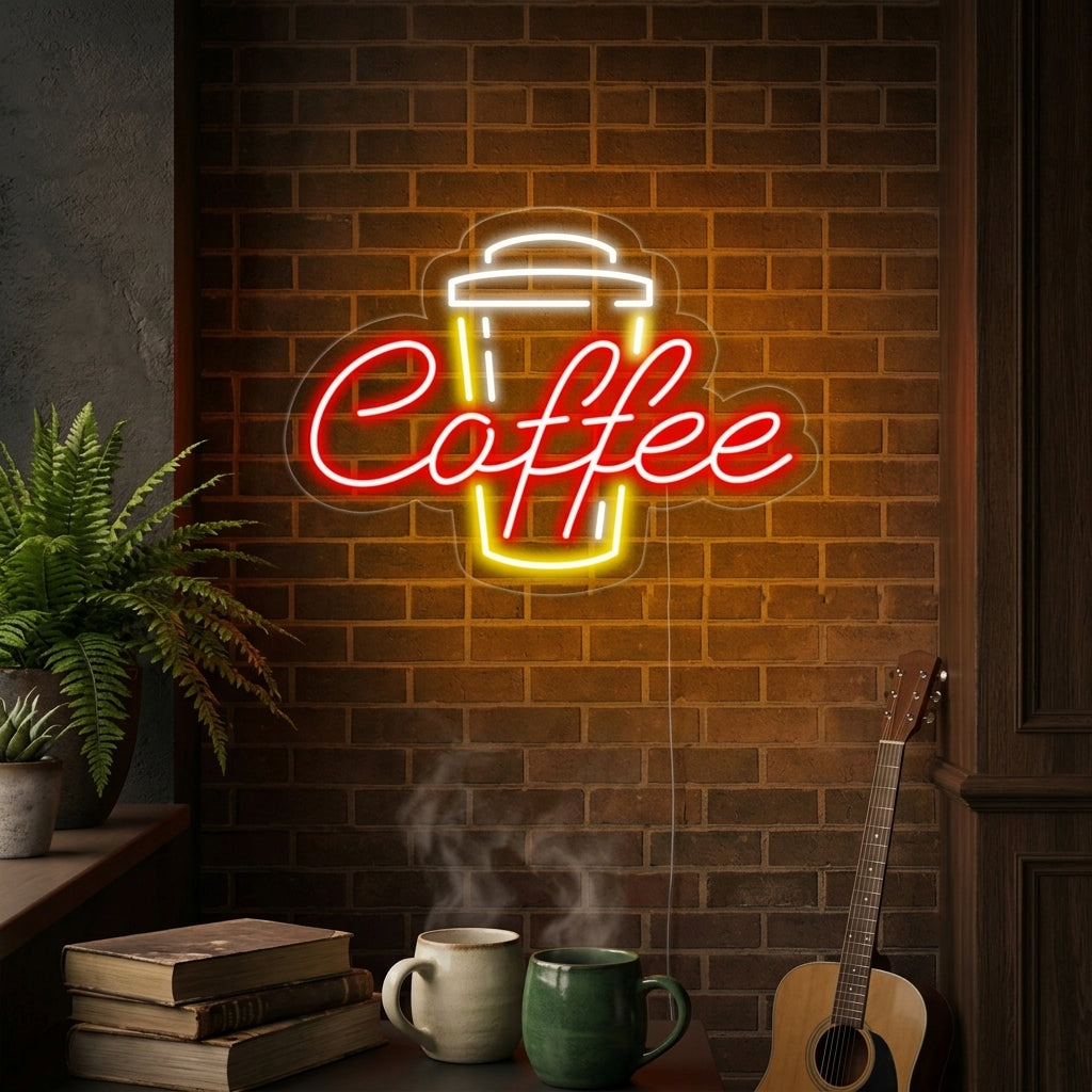 "Coffee, tazza da caffè" Insegna al neon