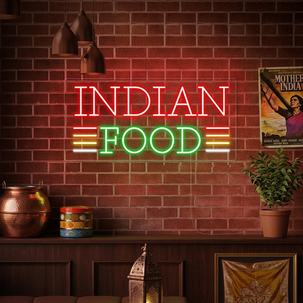 "INDIAN FOOD" Insegna al neon