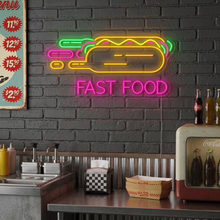 "Hot Dog Fast Food" Insegna al neon