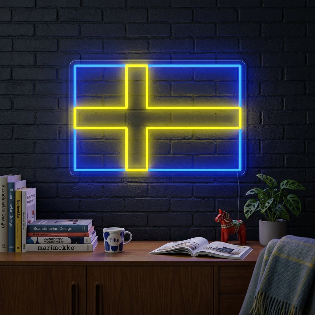 "Bandiera Della Svezia" Insegna al neon