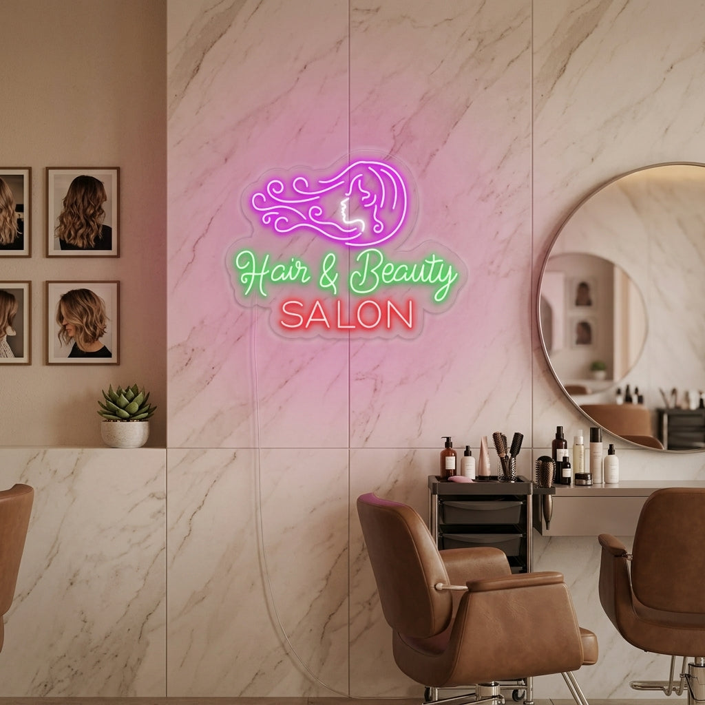 "Hair Salon Hair Beauty Salon" Insegna al neon