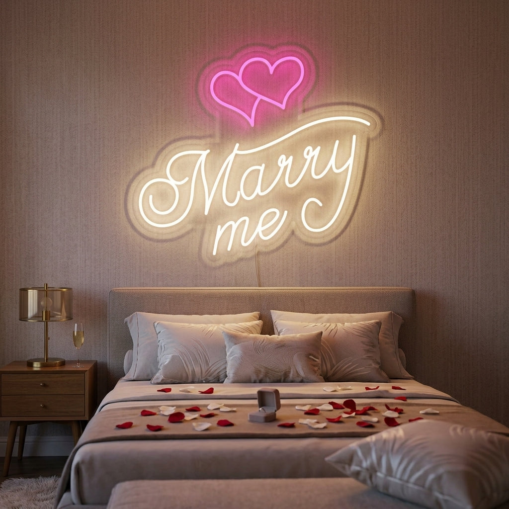 "Marry Me, Cuori" Insegna al neon