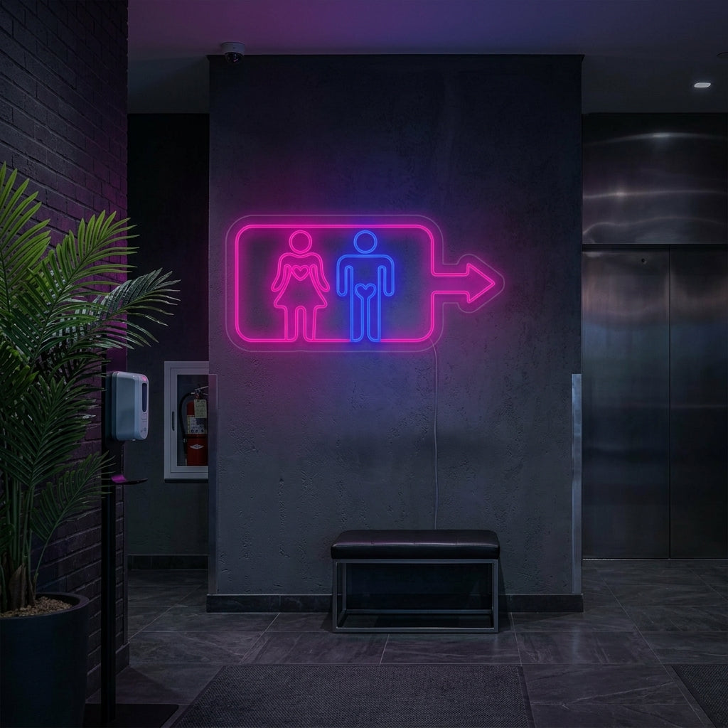 "Uomini Donne Bagno Parete Lavatoio" Insegna al neon
