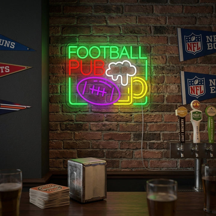 "Birra, Football pub" Insegna al neon