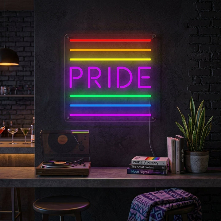 "LGBT, PRIDE, Bandiera arcobaleno" Insegna al neon