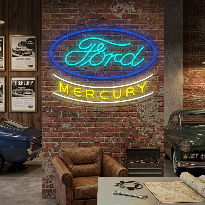 "Mercury, Logo dell'auto" Insegna al neon