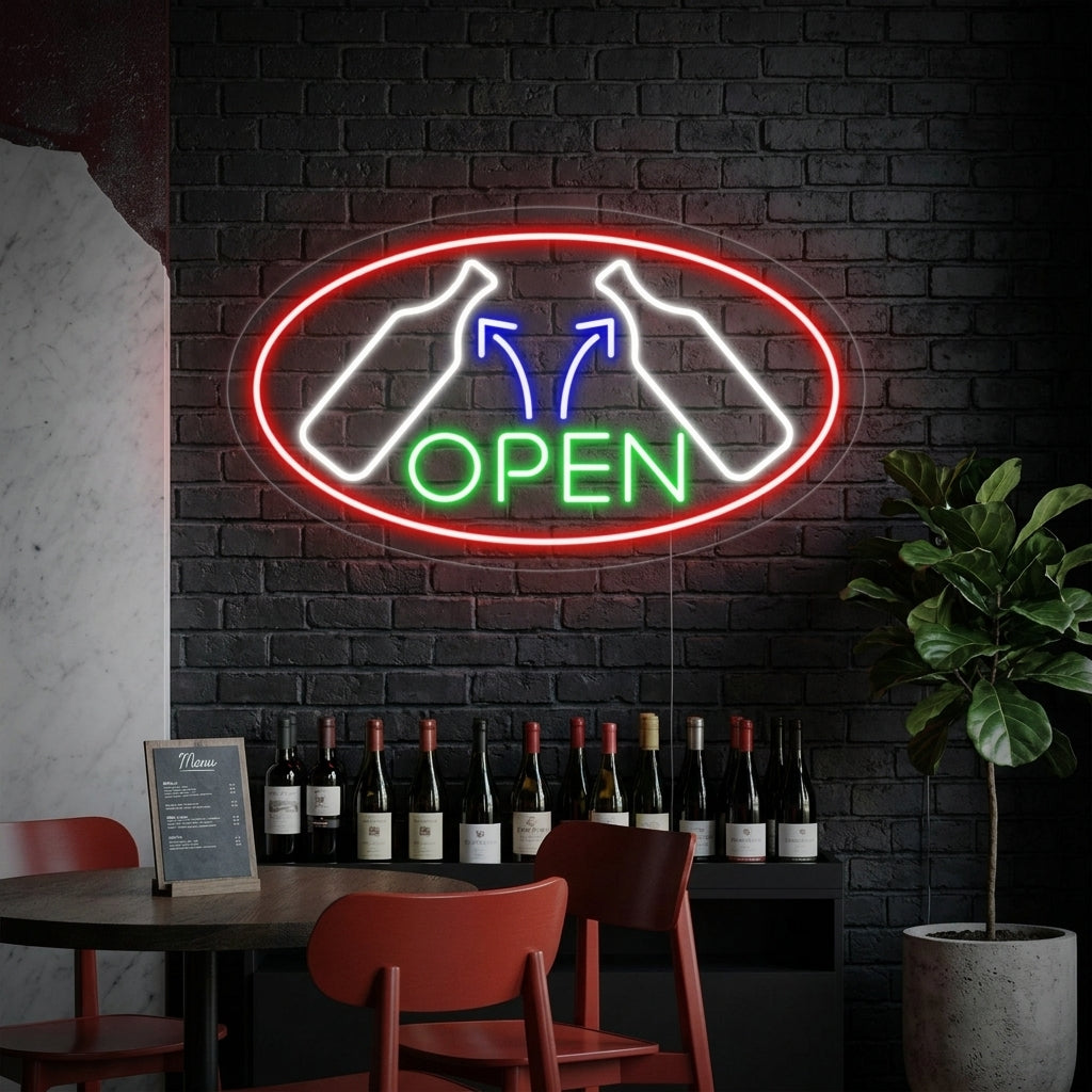 "Wine, Calice Di Vino" Insegna al neon