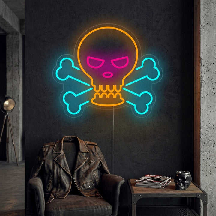 "Teschio E Ossa" Insegna al neon