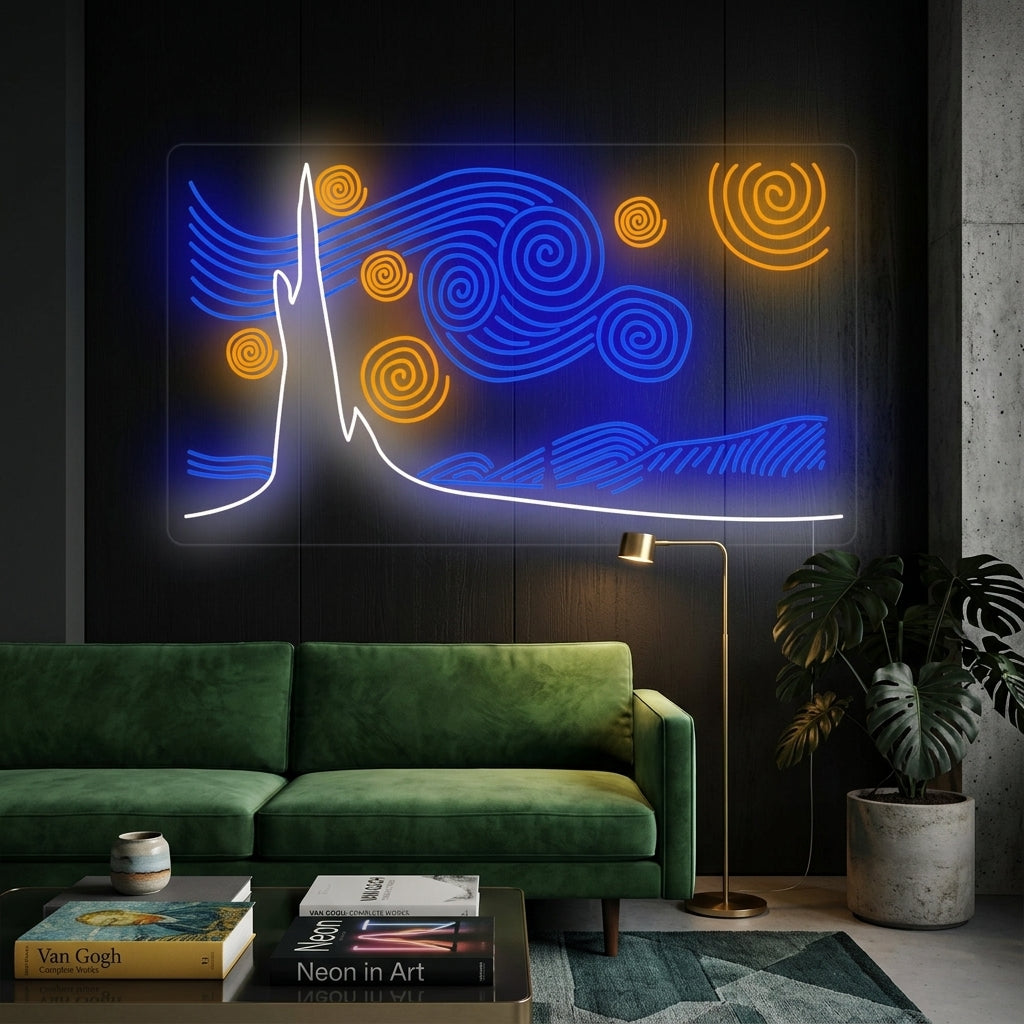"La Notte Stellata Vincent Van Gogh" Insegna al neon