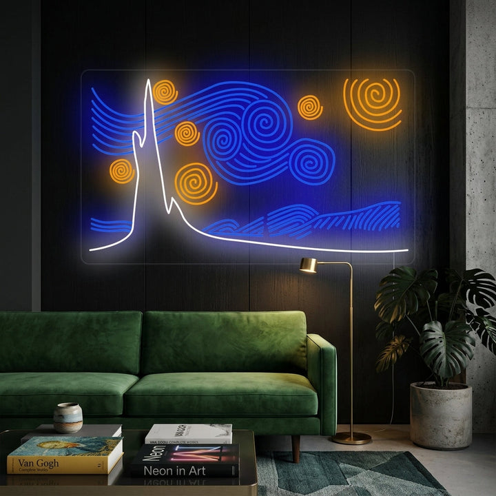 "La Notte Stellata Vincent Van Gogh" Insegna al neon
