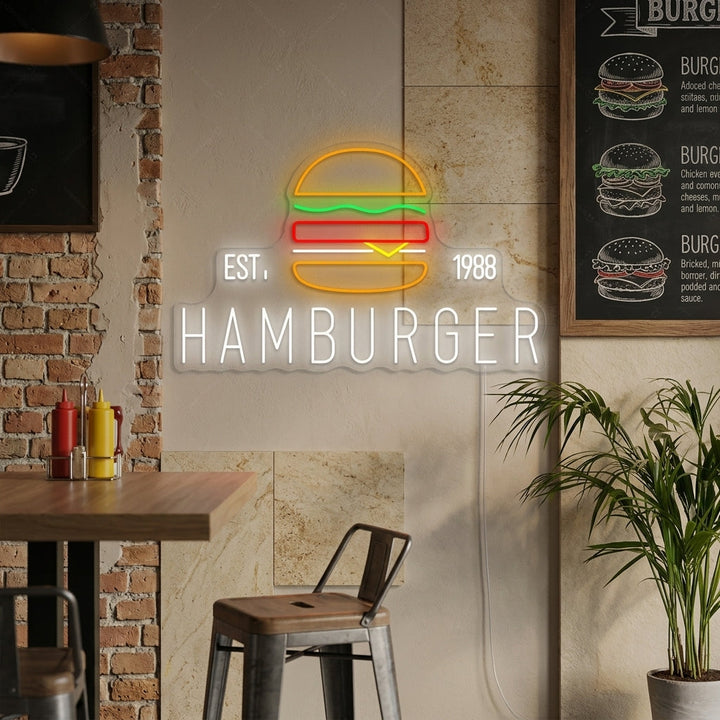 "Logo hamburger personalizzato" Insegna al neon