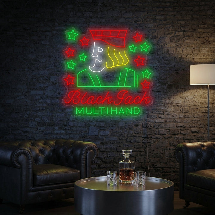 "Black Jack Multihand" Insegna al neon