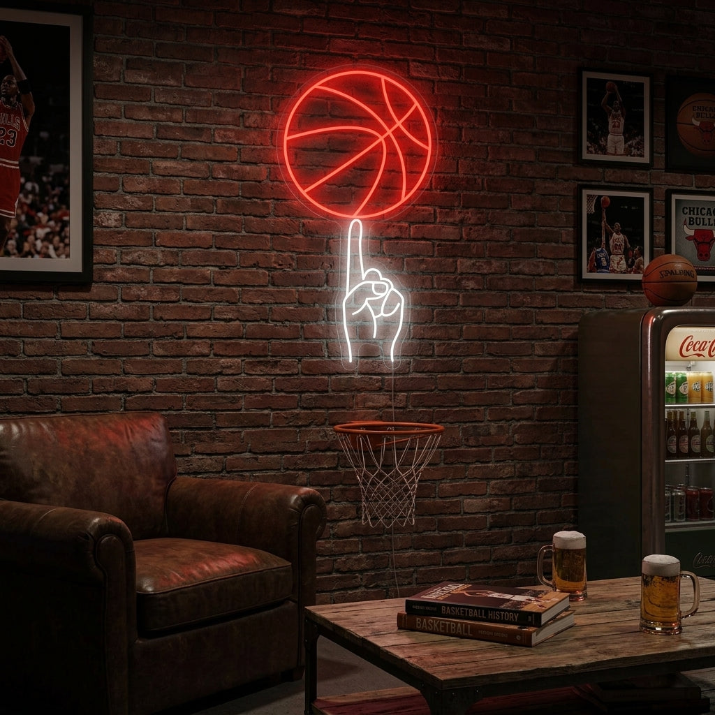 "Mano Swing basket" Insegna al neon